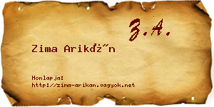 Zima Arikán névjegykártya